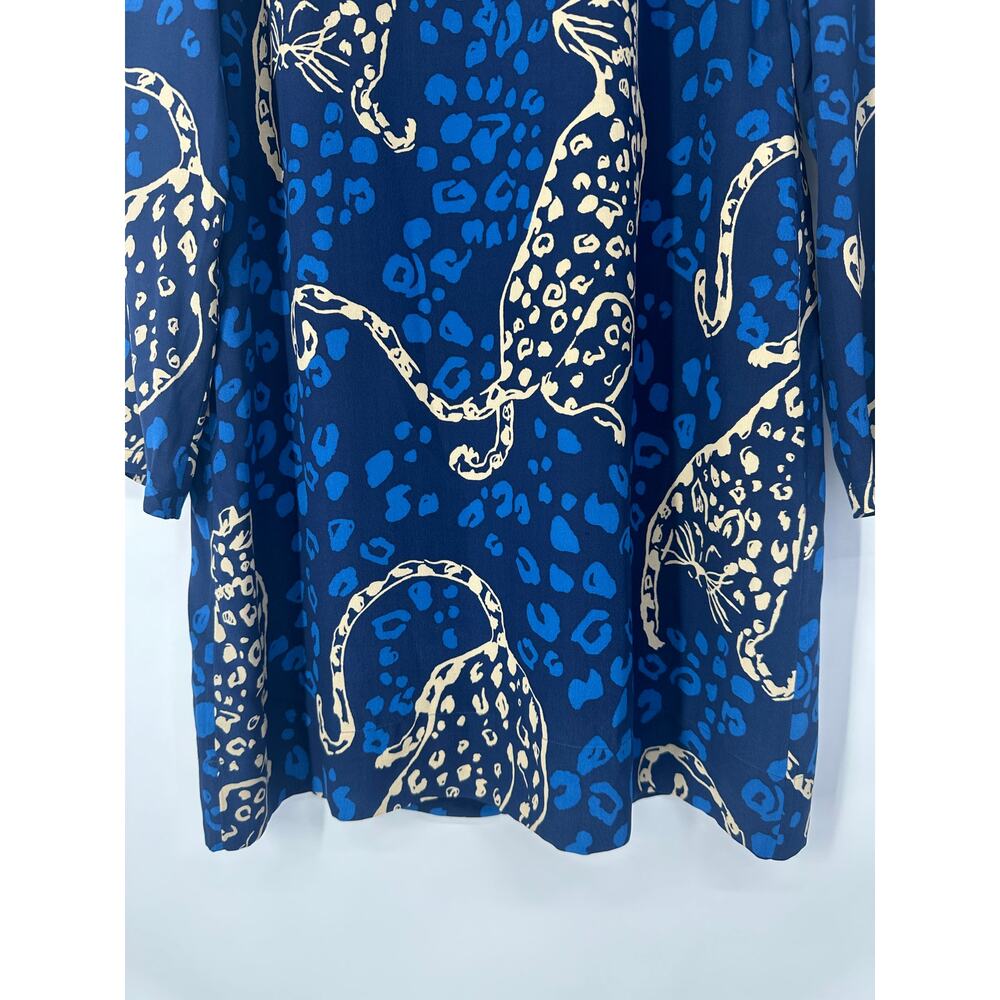 Lilly Pulitzer 100% Silk Tyra Leopard Print Long Puff Sleeve Shift Dress Mini - Picture 6 of 16